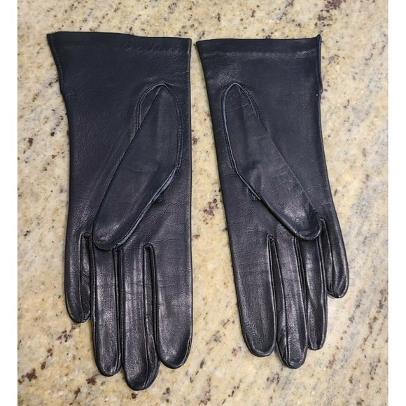Vintage Black Soft Leather 8.5" Long Lined Gloves. Women's 6.5 Small - Picture 5 of 11